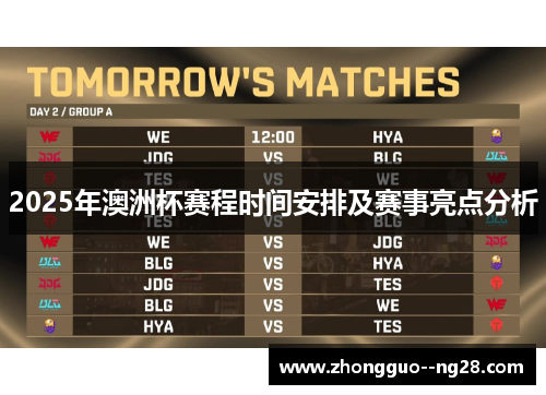 2025年澳洲杯赛程时间安排及赛事亮点分析